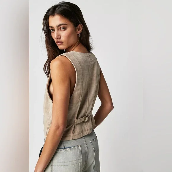 ⭐️Free people Charley Linen Vest - Picture 2 of 7